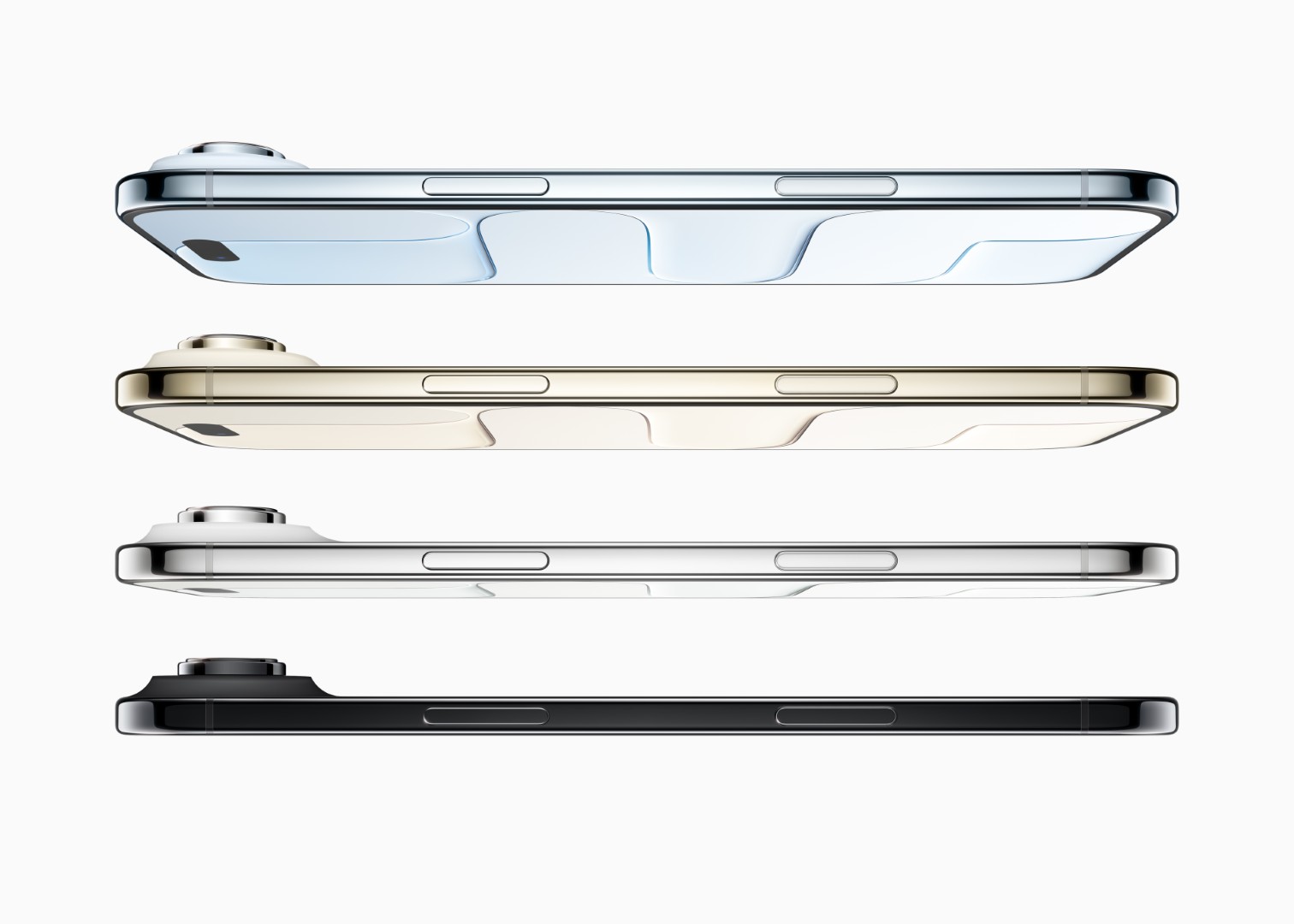 Side profile of the iPhone Air showcasing its ultra-thin body and raised "plateau" housing for cameras. The upper section of the back is slightly thicker, allowing space for the camera module and logic board, while the rest of the body remains incredibly slim.